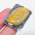 Natural Bumble Bee Jasper 925 Sterling Silver Jewelry Ring Size 8.5 g2v21