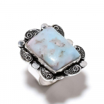 Natural Caribbean Larimar Gemstone 925 Sterling Silver Gift Ring Size 8 c8w14