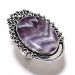 Natural Chevron Amethyst Gemstone 925 Sterling Silver Gift Ring Size 8 a4s05