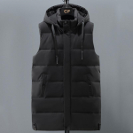 S&uuml;gis Talvine Varrukateta Parka Meeste Mustad Joped Vabaaja Soojad Paksud Pikad Vestid Kapuutsiga 2XL must