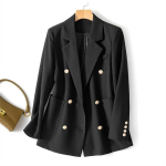 Vabaaja kaherealine bleiser naiste &uuml;likonnad jakid kevadiseks s&uuml;giseks Korea moemantel Briti ametliku &auml;ri bleiserid jakk S must