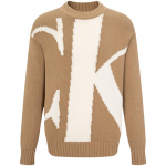 Calvin Klein Letter Jacquard Crew Neck Sweater Meeste kampsun Khaki 40JM331-HMS M
