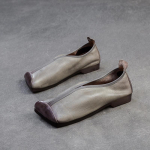 Johnature Ehtne Nahk Ruudukujulise Ninaga Retro Naiste Kingad Mugavad Igap&auml;evased Lamedad Slip-on Kingad 35 hall v&auml;rv