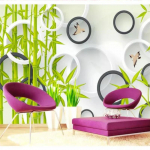 Tapeet Roheline Bambusest 3D Ring Foto Seinapilt Elutoa Magamistoa Teleri taust Tapeet 200 cm(W) x 140 cm(H)