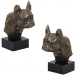 Prantsuse buldog, Frenchie II &ndash; koerakuju, b&uuml;st kivialusel, skulptuur, koerten&auml;ituse trofee kaubam&auml;rgilt Art-Dog