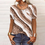 Naiste uue n&ouml;&ouml;biga V-kaelusega moeprinter l&uuml;hikeste varrukatega retrotr&uuml;kiga T-s&auml;rk &otilde;huke vabaaja topid XL roheline