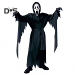 1 komplekt lastele Halloweeni kost&uuml;&uuml;mikomplekt jube kummitus cosplay maskikindad v&ouml;&ouml; hommikumantli &uuml;likond karnevalipidu, kummitusmaja lasteriietus S must