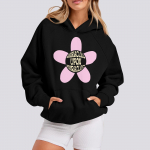 Pusad teismelistele t&uuml;drukutele pikkade varrukatega kirjatr&uuml;kiga vabaaja graafilised kapuutsid, n&ouml;&ouml;riga pullover Armas &uuml;lisuur kapuuts L must