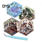 4 komplekti DIY 3D majakleebised pintsettidega leevendavad stressi Maastikukujunduskleebised P&auml;ikesetuba Raamatukogu Kassikohvik Pagari&auml;ri Telefon S&uuml;learvuti sisekujundus B