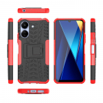 Xiaomi Poco C65 4G Cover Luxury PU+TPU tagakaane aluse p&otilde;rutuskindel soomus&uuml;mbris jaoks Mi Redmi 13C 4G telefoni kaitsev Coque For Mi Poco C65 4G must