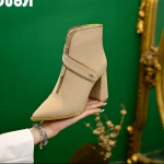 Naiste prantsuse disainiga paksu kontsaga l&uuml;hikesed saapad 39 aprikoosi