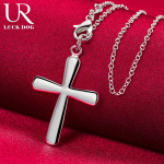 925 h&otilde;bedast kullast s&uuml;damekujuline ristiripatsiga kaelakee Moodsad pulmaehted O-45CM