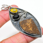 Natural Psilomelane Dendritic,Spinel 925 Sterling Silver Pendant 3.03 t4a09