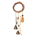 Rotangist kellukella ripatsiga tuulekell 32 cm k&auml;sitsi kootud n&otilde;iakell kodukaunistuseks Positiivse energiaga uksekell Rippuv j&otilde;ulukell Esteetiline aiakaunistus A