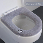 Pehme soe WC-istme kate Talvine Paks Closestool Matt Pestav Vannitoa Aksessuaarid Kudumine O-kujuline WC-istmepadja padi with Handle tumehall v&auml;rv
