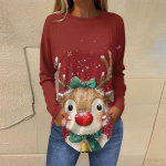 Naiste T-s&auml;rgid S&uuml;gises vabaaja pikkade varrukatega s&auml;rgid Retrotr&uuml;kiga dressipluus J&otilde;ulupeo top Pullover XL punane