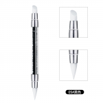 Nail Art Tool Nail Art &otilde;&otilde;nes graveerimine reljeefne pliiats k&uuml;&uuml;neliimi peaga pliiats, topeltpea koos puuriga &uuml;lipehme silikoonpliiats