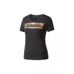 Adidas Lineaarne foolium kuldne kirjaprindiga vabaaja spordis&auml;rk Crew Neck l&uuml;hikeste varrukatega naistele T-s&auml;rgid must CD1978 M