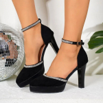 Naiste kingad 2024 Ankel-wrap Naiste k&otilde;rged kontsad Moodsad peokannad Naised Kristall Terava ninaga &Otilde;huke konts Pandlaga rihmakinnitusega kingad Naistele 34