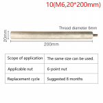 M4/M6 veesoojendi magneesiumanoodvarras radiaatori aurusti tarvikute jaoks 10(M6,20*200mm)