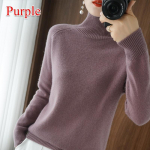 Villane Puhas ka&scaron;miir kampsun Naiste Pullover Pull Femme S&uuml;gis Talve K&otilde;rge kaelusega kudumine Kampsunid Naiste Kilpkaelusega džemprid L lilla