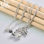 925 h&otilde;bedane topelt ussikett matt sileda helmestega kaelakee moepulmaehted 45CM