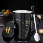 Loov keraamiline kruus &ndash; kaane ja lusikaga T&auml;htkujud, ideaalne kingitus paaridele Gemini Spoon with Lid