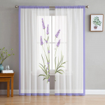 Lilla lilleline lavendli liblikas l&auml;bipaistvad kardinad elutoa kaunistamiseks Aknakardinad K&ouml;&ouml;k T&uuml;ll Voile Organza kardinad W135 x H274cm x1&Rod Pocket