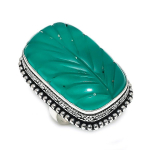 Natural Green Onyx Gemstone 925 Sterling Silver Jewelry Ring Size 8 n5p50