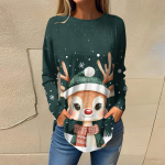 T-s&auml;rgid naistele S&uuml;gises vabaaja pikkade varrukatega s&auml;rgid Vintage Graafilise j&otilde;ulutr&uuml;kiga sviiter S valge