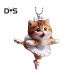 J&otilde;ulupuuehitisega multikas kassiripats koos kaelapaelaga, kergesti riputatav dekoratiivne akr&uuml;&uuml;list tahavaatepeegli riputustarvik Cat