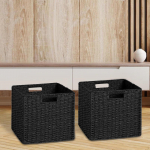 Handwoven Storage Basket for Organizing Items in Kitchen And Bathroom Black 1pcs