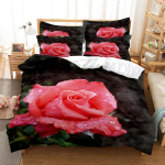 Red Rose voodipesukomplekt Teki/tekikott padjap&uuml;&uuml;r 3D HD Double Full King Queen, Twin, 3/2 TK pol&uuml;estrist lohukott EU single(135x200cm)