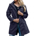 Naiste kerge vihmajope veekindel Active Outdoor Trench vihmamantel kapuutsiga Naiste kerge tuulekindel tuulejope XXL tumesinine v&auml;rv