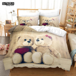 3D Kaisukaru Voodipesukomplekt Valge J&auml;&auml;karu Voodipesu Teismelistele Naistele &Uuml;he-, Kahe-, Kuninga-, T&auml;issuuruses Tekikott 2/3tk Voodiriided EU single(135x200cm) beige