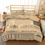 Vana Ajaleheduunikatte Komplekt Vintage Prantsuse Voodipesu Komplekt Pruun Tekikate Poistele T&uuml;drukutele Teismelistele Queen King Microfiber Tekikate EU Single 135x200cm