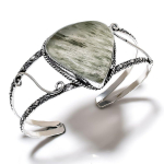 Lodolite Quartz Gemstone Ethnic 925 Silver Cuff Bangle Adjustable v8l37