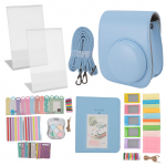 Lisatarvikud Fujifilm Instax Mini 12 jaoks PU Nahast Kiirpildikaamera Kott Mini Pildialbumi Raamid sinine