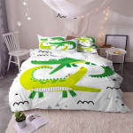 Abstraktne tekikotikomplekt, Alligaatori naha Aafrika loom Krokodilli tekikott, 3-osaline voodipesukomplekt padjap&uuml;&uuml;ridega, T&auml;issuurus 140x200cm 3pcs