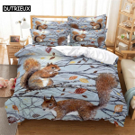 3D orava voodipesukomplekt Kuninganna voodi Tekikoti komplekt Voodipesukomplekt Voodikate Puuvill Kuninganna magamistoa voodikate komplekt Voodikomplekt Voodipesu EU single(135x200cm)&set