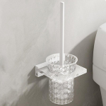 Akr&uuml;&uuml;lklaasist tassiga tualettpintsli hoidiku komplekt Alumiiniumist seinale paigaldatav Hall Kuldne Must Valge WC-harja riiuli komplekt vannitoa jaoks kuld