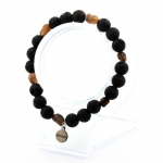 Pierres et Min&eacute;raux. Bracelet Andalousite des USA + Perles Lave 8 mm. Fabriqu&eacute; en France. must