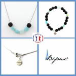 Pierres et Min&eacute;raux. Parure bijoux Bracelet Collier Perles Amazonite du Br&eacute;sil + Lave 8 mm. Taille personnalisable.