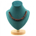 Pierres et Min&eacute;raux. Collier 20 perles Obsidienne mahogany 8 mm. Chaine en acier inoxydable Collier femmes, hommes. Taille personna