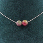 Pierres et Min&eacute;raux. Collier 2 perles Tourmaline bicolore 8 mm Chaine en acier inoxydable Collier femmes, hommes. Taille personnali
