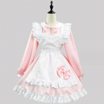 Jaapani teenijat&uuml;druk Cosplay Armas Lolita Peokleit Must Valge Pikkade Varrukatega Klassikaline P&otilde;ll Teenija rollim&auml;ng Kelner Ristriietumine XXXXXL roosa