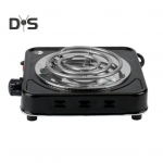 1000 W t&ouml;&ouml;pinnale paigaldatav &uuml;he spiraaliga elektriline kuumutusplaat, &uuml;lekuumenemiskaitse, kergesti puhastatav, kaasaskantav elektriline &uuml;he p&otilde;letiga EU must