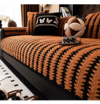 Geomeetriliste joontega žakaarmustriline pehme paks tuffsiga fliisist diivanikate-pleed elutuppa, masinpestav, lemmikloomas&otilde;bralik 110*240cm oranž