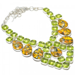 Bumblebee Jasper, Apatite 925 Sterling Silver Jewelry Necklace 18 f5b86