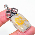 Bumble Bee Jasper, Morganite 925 Sterling Silver Pendant 2.09 n7r39